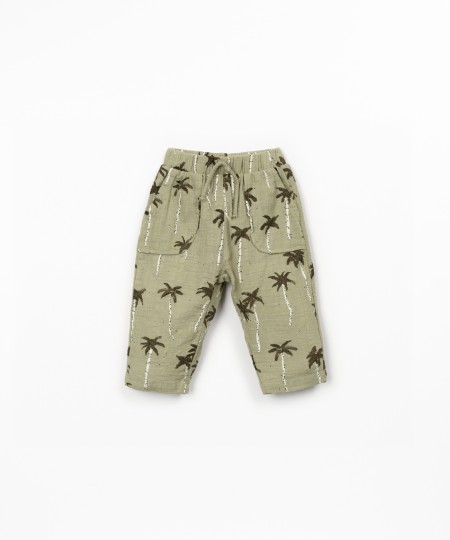 Pantaloni in tessuto con stampa di palme