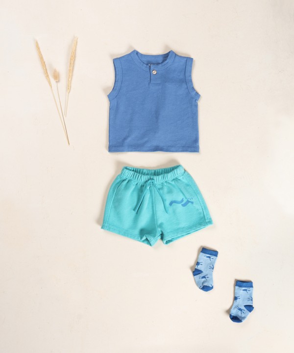 Shorts in jersey con disegno