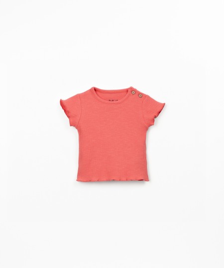 T-shirt in jersey a costine di cotone biologico