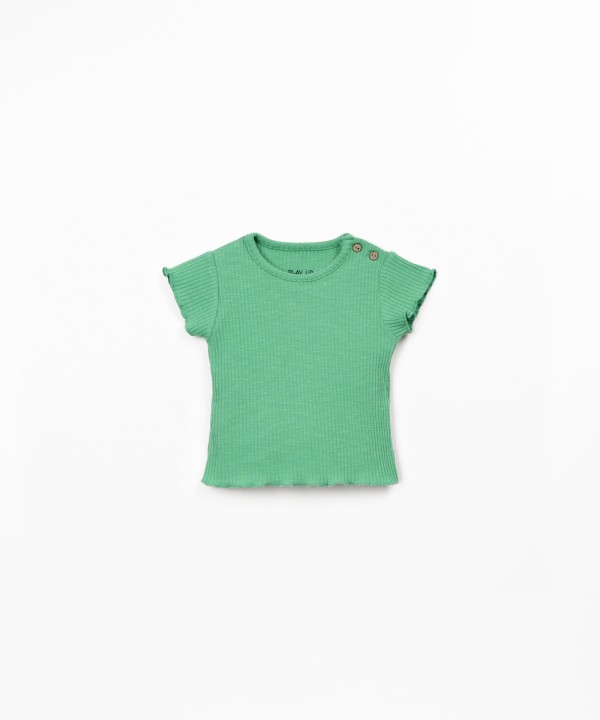 T-shirt in jersey a costine di cotone biologico