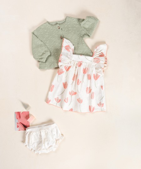 Abito in tessuto con stampa di tulipani