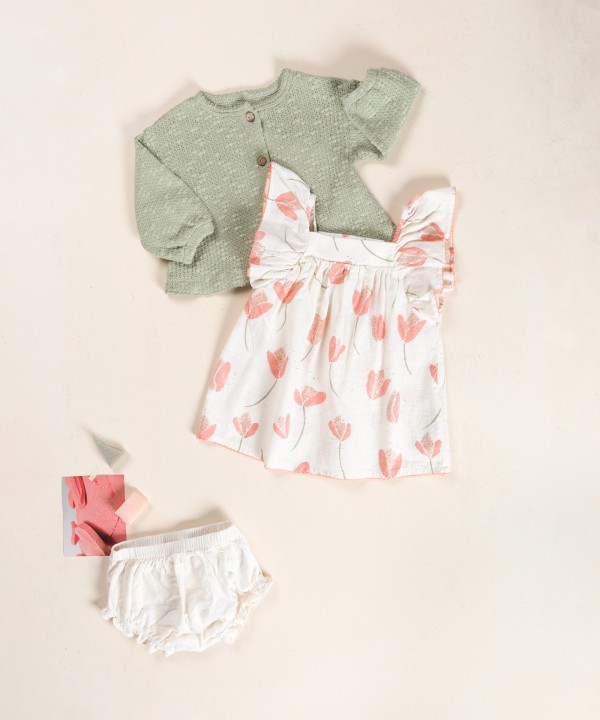 Abito in tessuto con stampa di tulipani