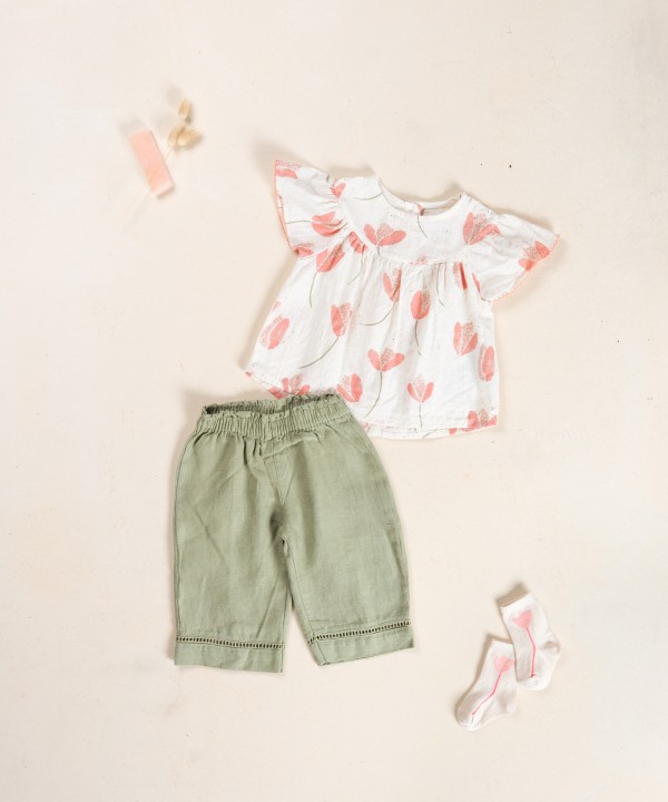 Pantaloni in lino con cintura elastica