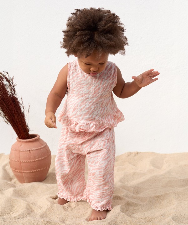 Pantaloni con stampa e vita elasticizzata