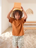 T-shirt in maglia di cotone biologico e lino