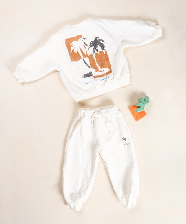 Pantaloni in fibre naturali con disegno