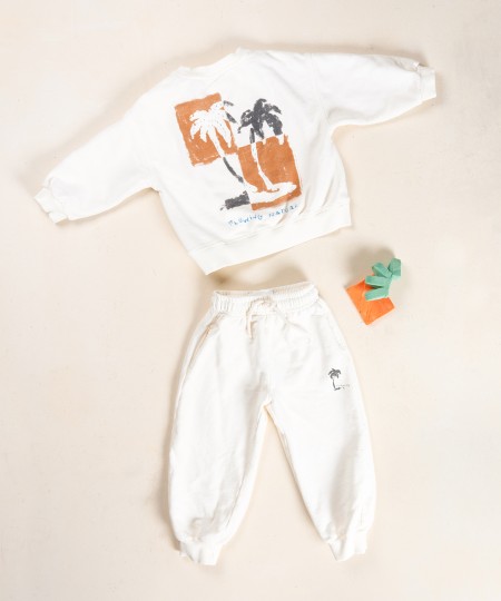 Pantaloni in fibre naturali con disegno