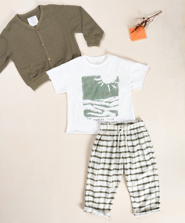 Pantaloni in tessuto con stampa a quadri