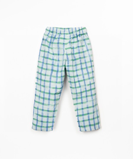 Pantalon en tissu avec motif à carreaux
