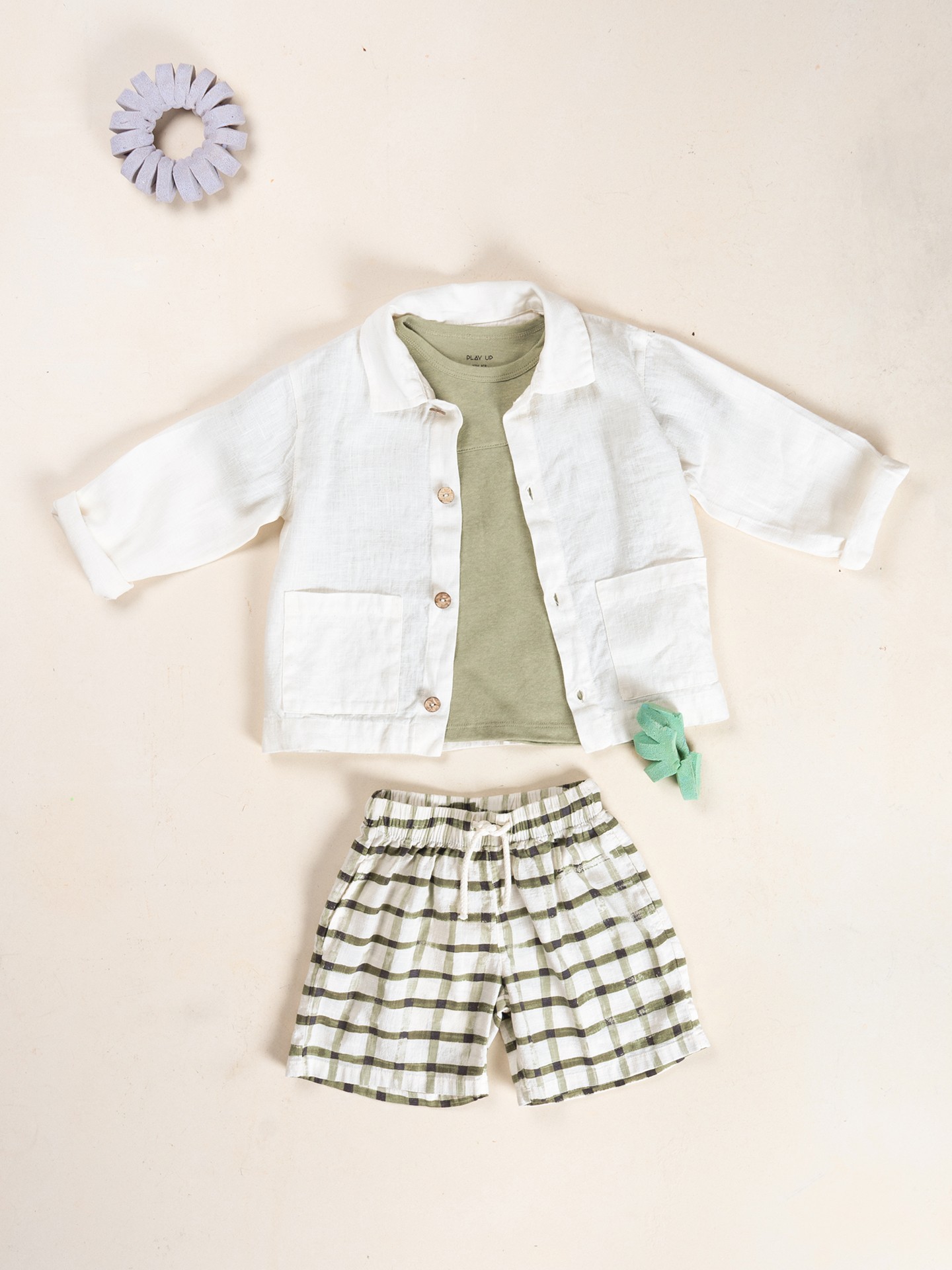 Checkered print fabric shorts