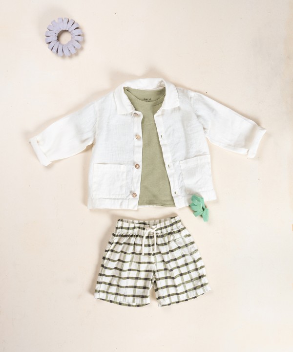 Checkered print fabric shorts