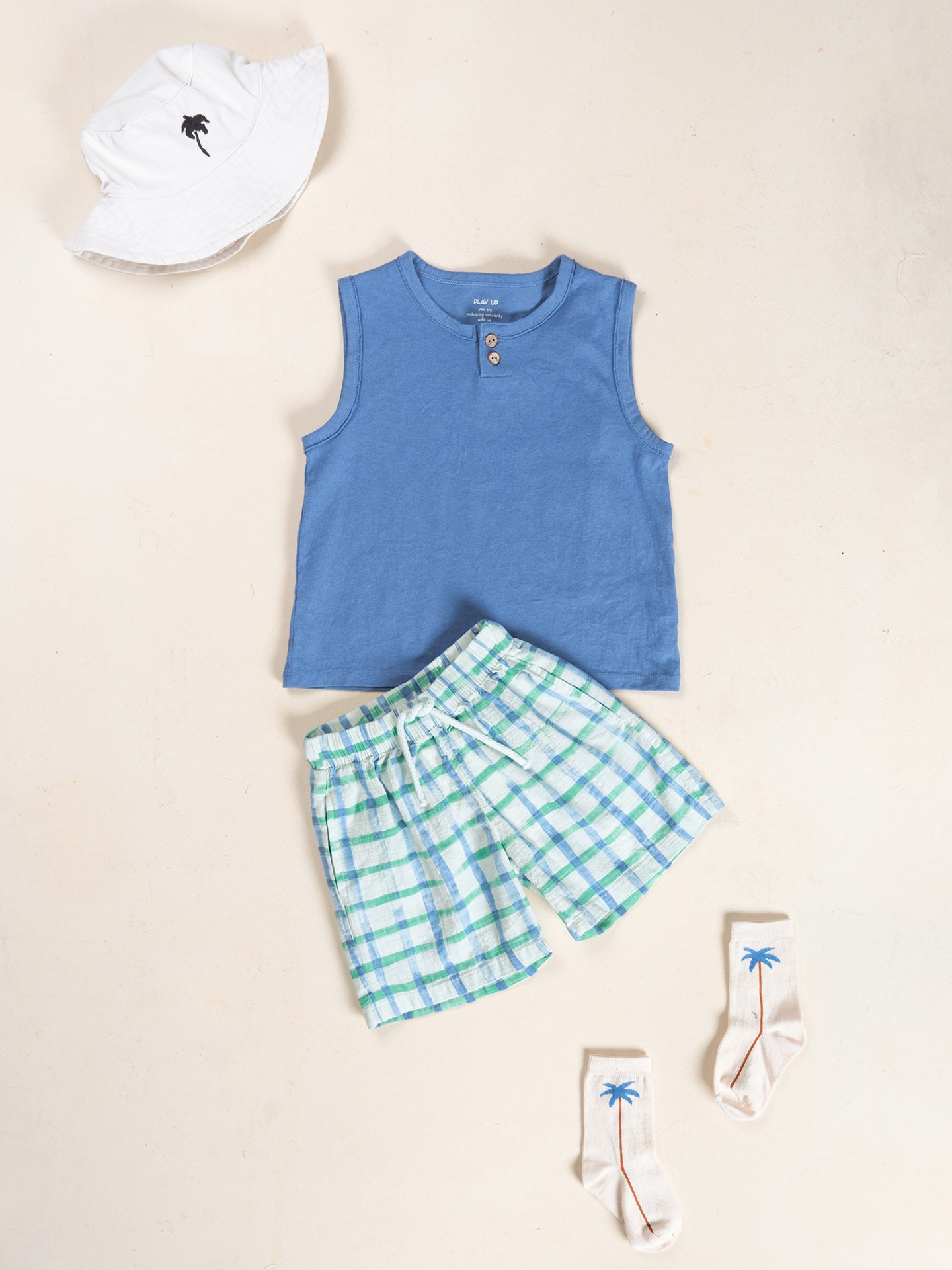 Short en tissu avec imprimé à carreaux