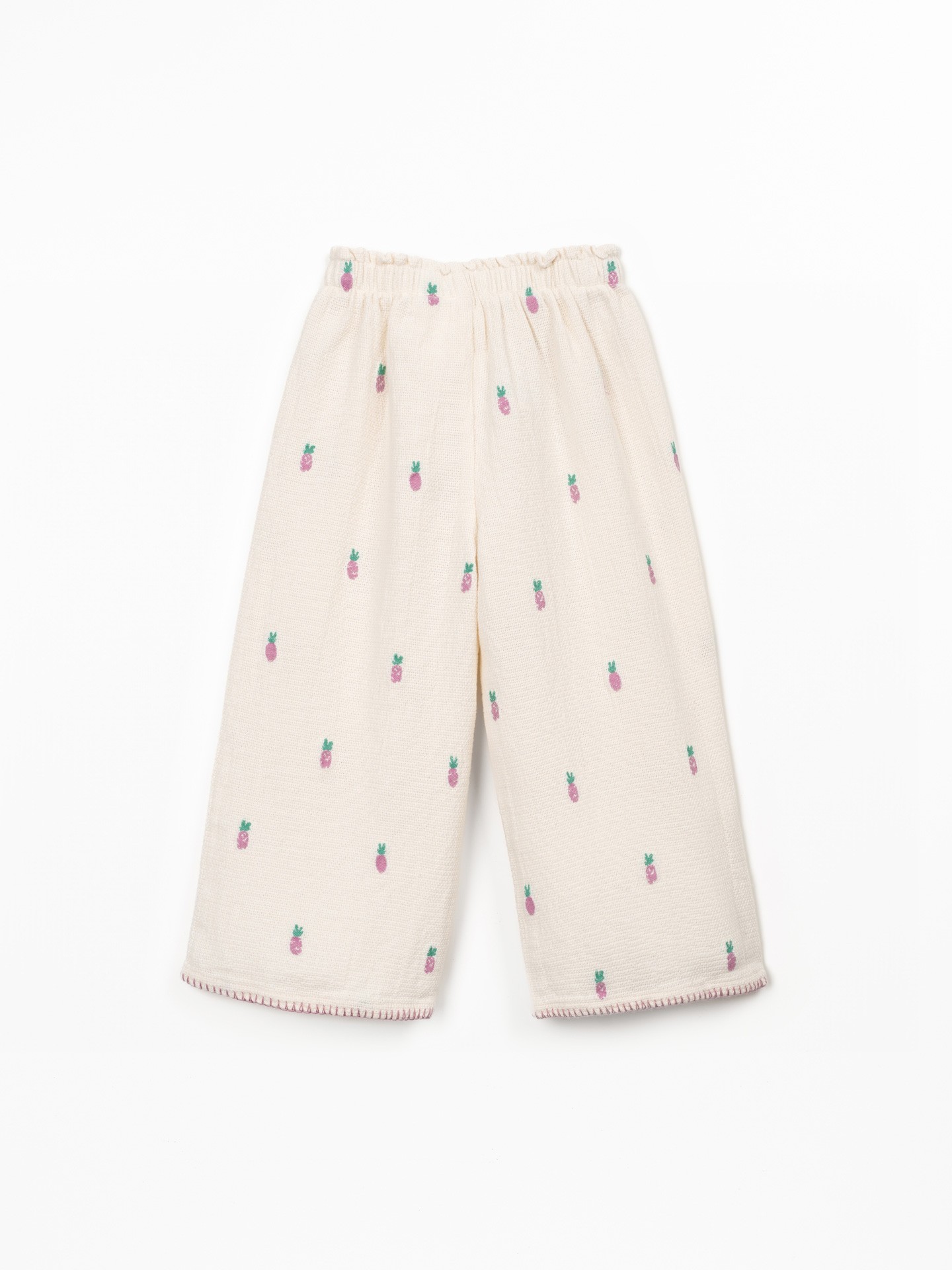 Pantaloni in tessuto con stampa di ananas