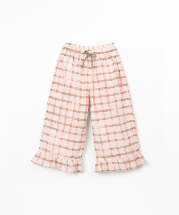 Fabric trousers with checkered print