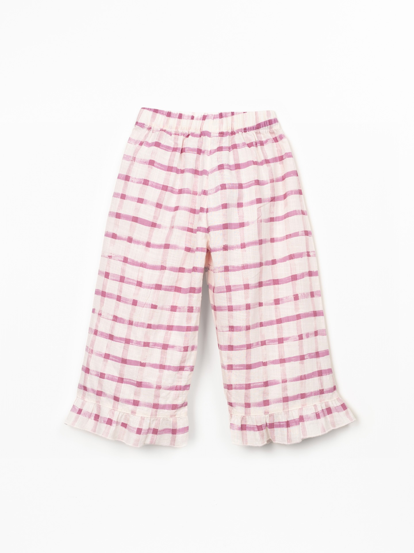 Fabric trousers with checkered print