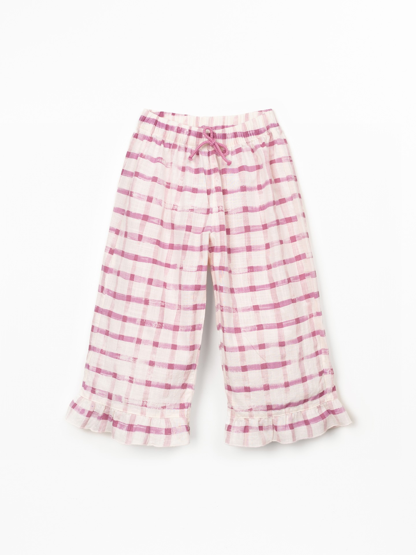 Fabric trousers with checkered print