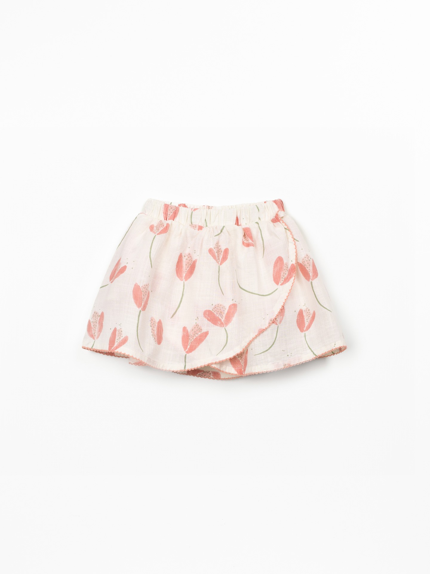 Gonna pantaloncino in cotone biologico con stampa di tulipani