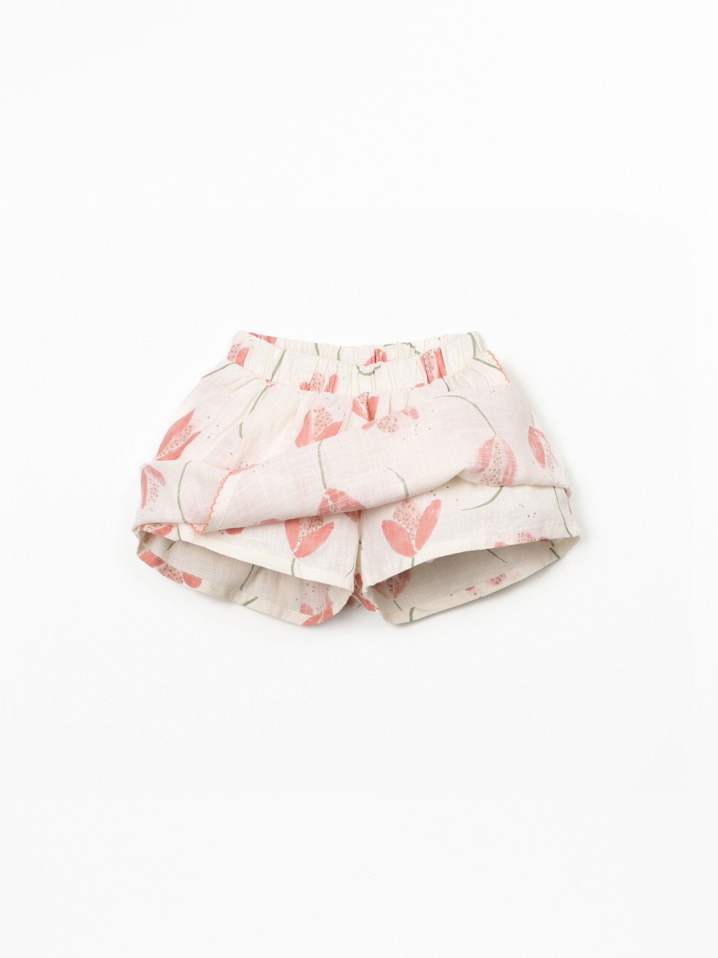 Gonna pantaloncino in cotone biologico con stampa di tulipani