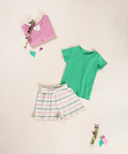 T-shirt in jersey a costine di cotone biologico