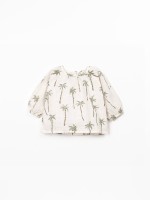 Blusa in tessuto con stampa di palme Blusa in tessuto con stampa di palme