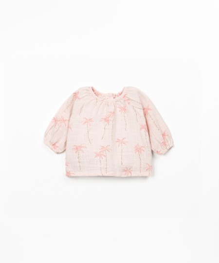 Fabric blouse with palm tree print
