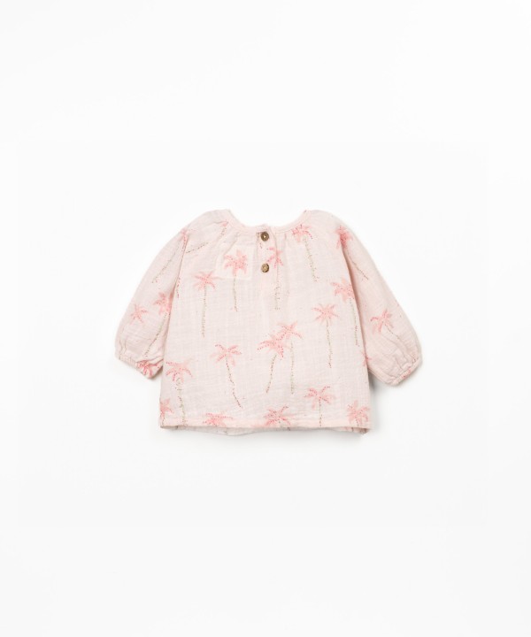 Blusa in tessuto con stampa di palme