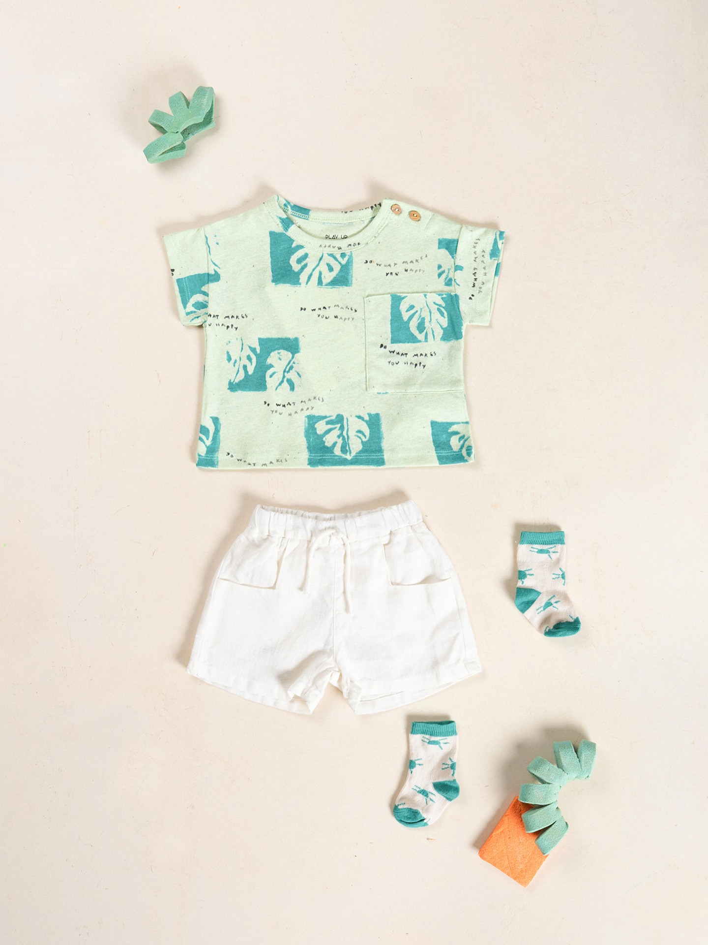 T-shirt in natural fiber blend with print