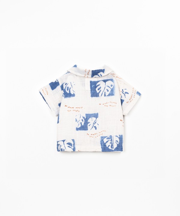 Organic cotton shirt with monstera print