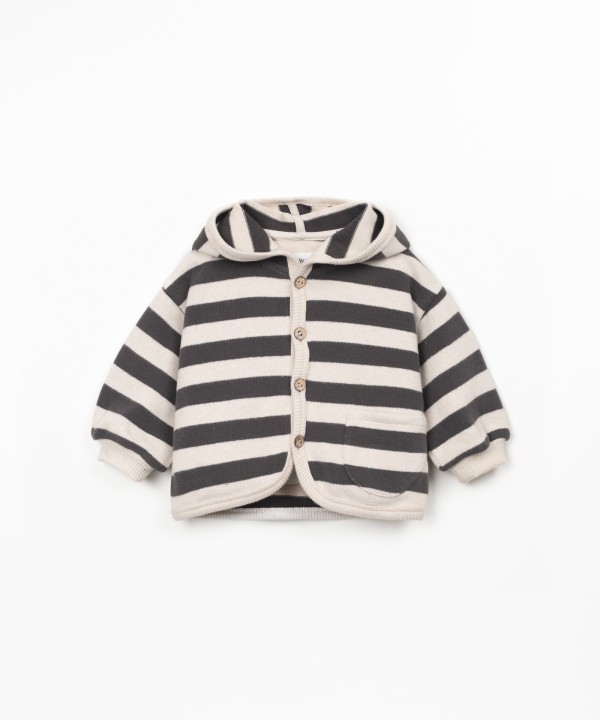 Hooded jacket with striped pattern