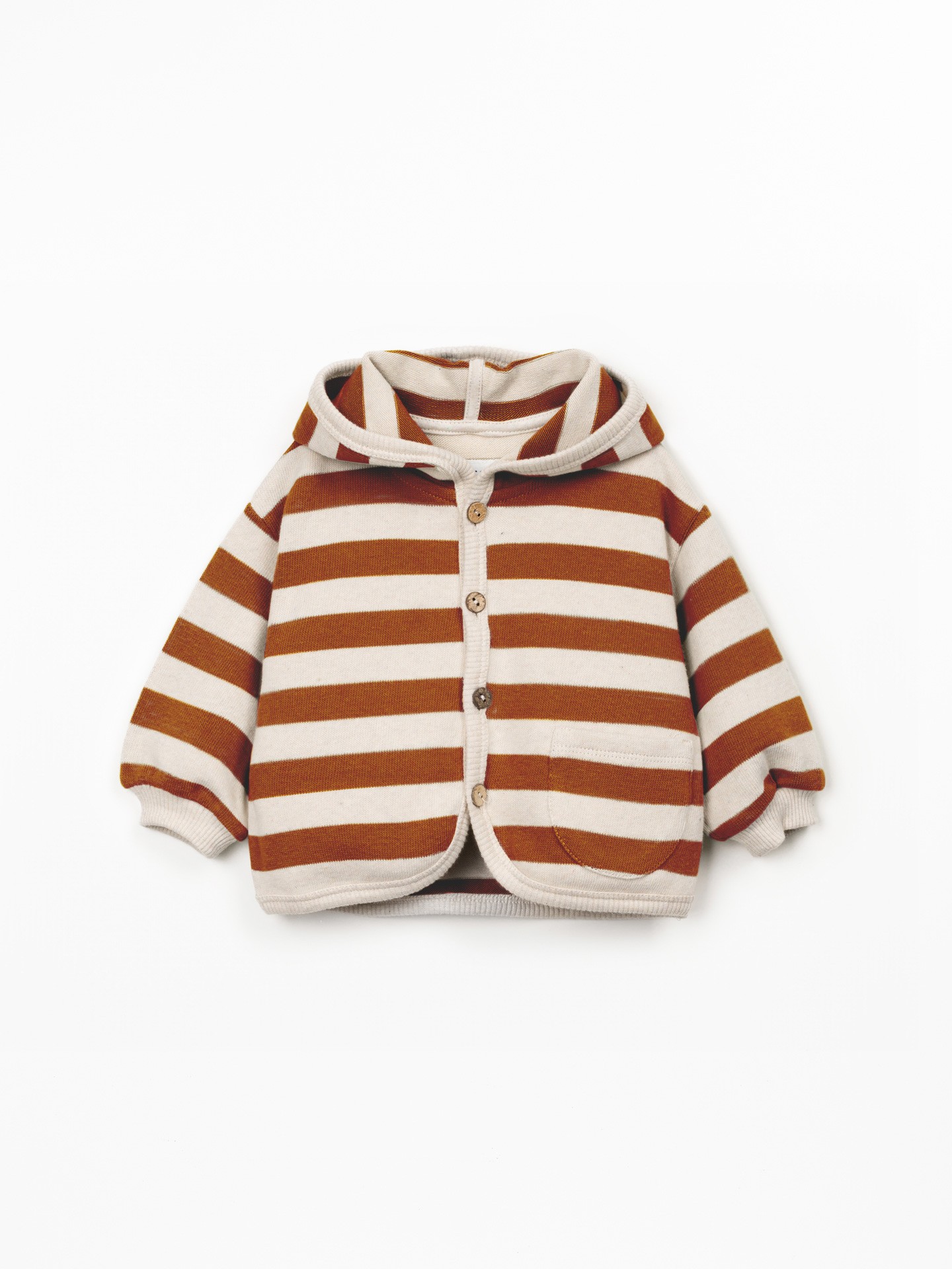 Hooded jacket with striped pattern