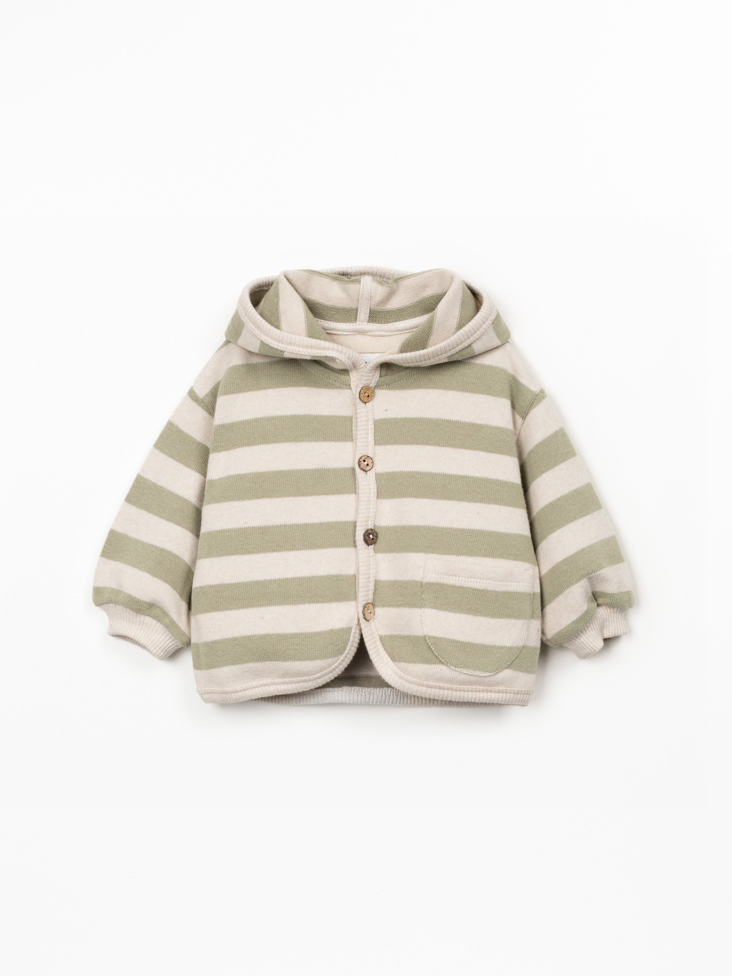 Hooded jacket with striped pattern