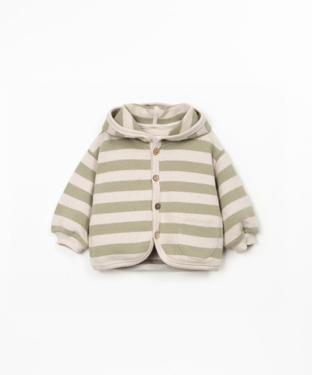 Hooded jacket with striped pattern