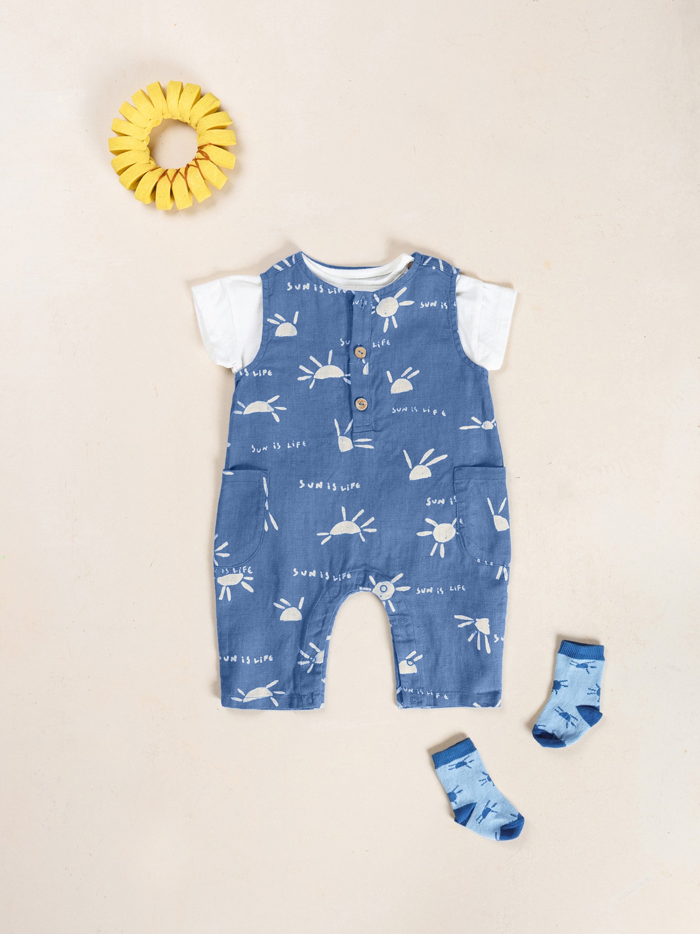 Linen jumpsuit with print