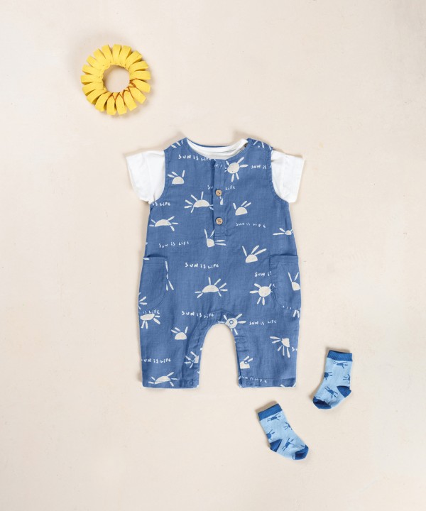 Linen jumpsuit with print