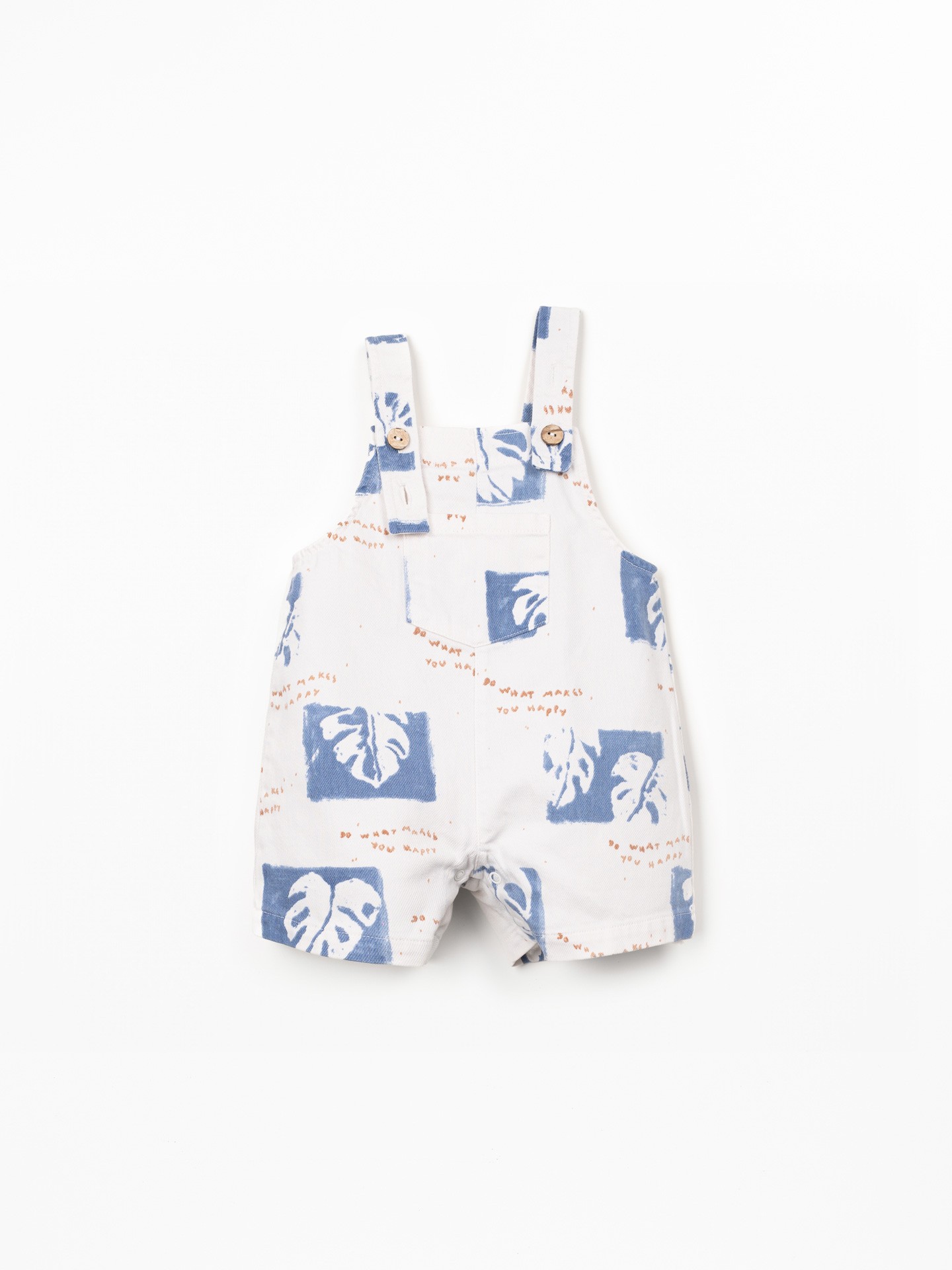 Twill jumpsuit with palm monstera print