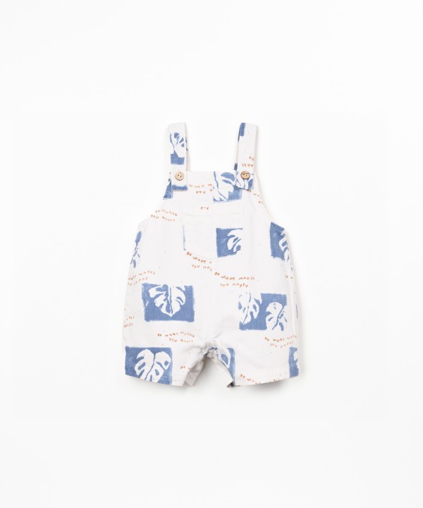 Twill jumpsuit with palm monstera print