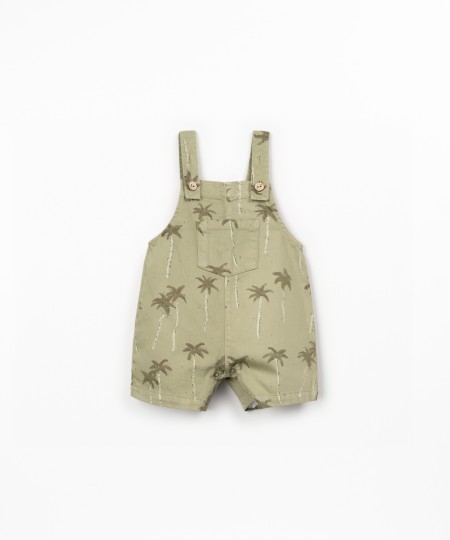 Twill jumpsuit with palm tree print