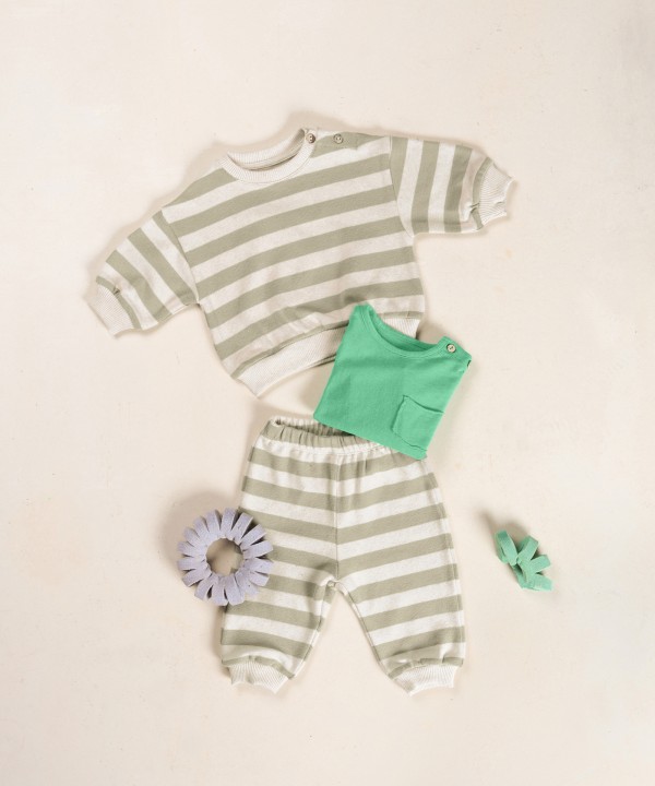 Striped leggings with elastic waistband