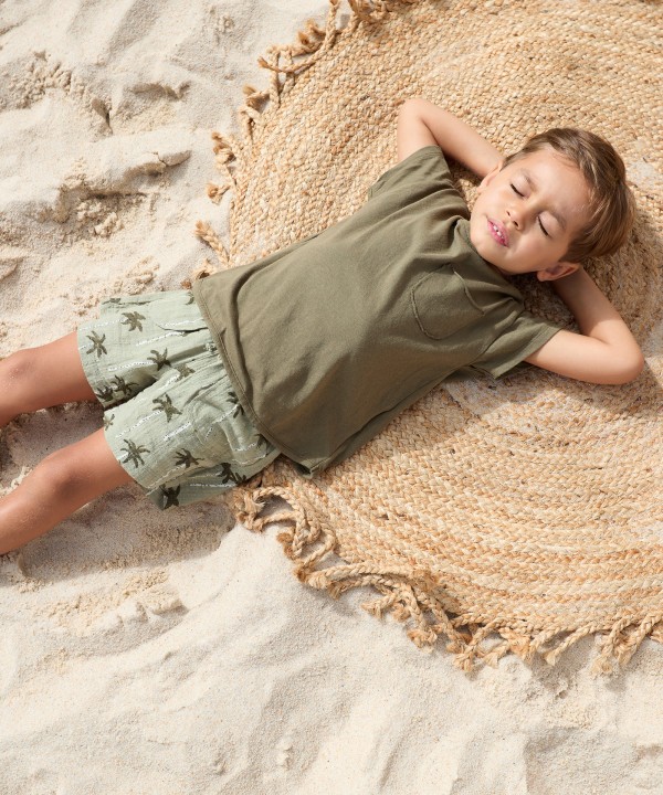 Fabric shorts with tree print