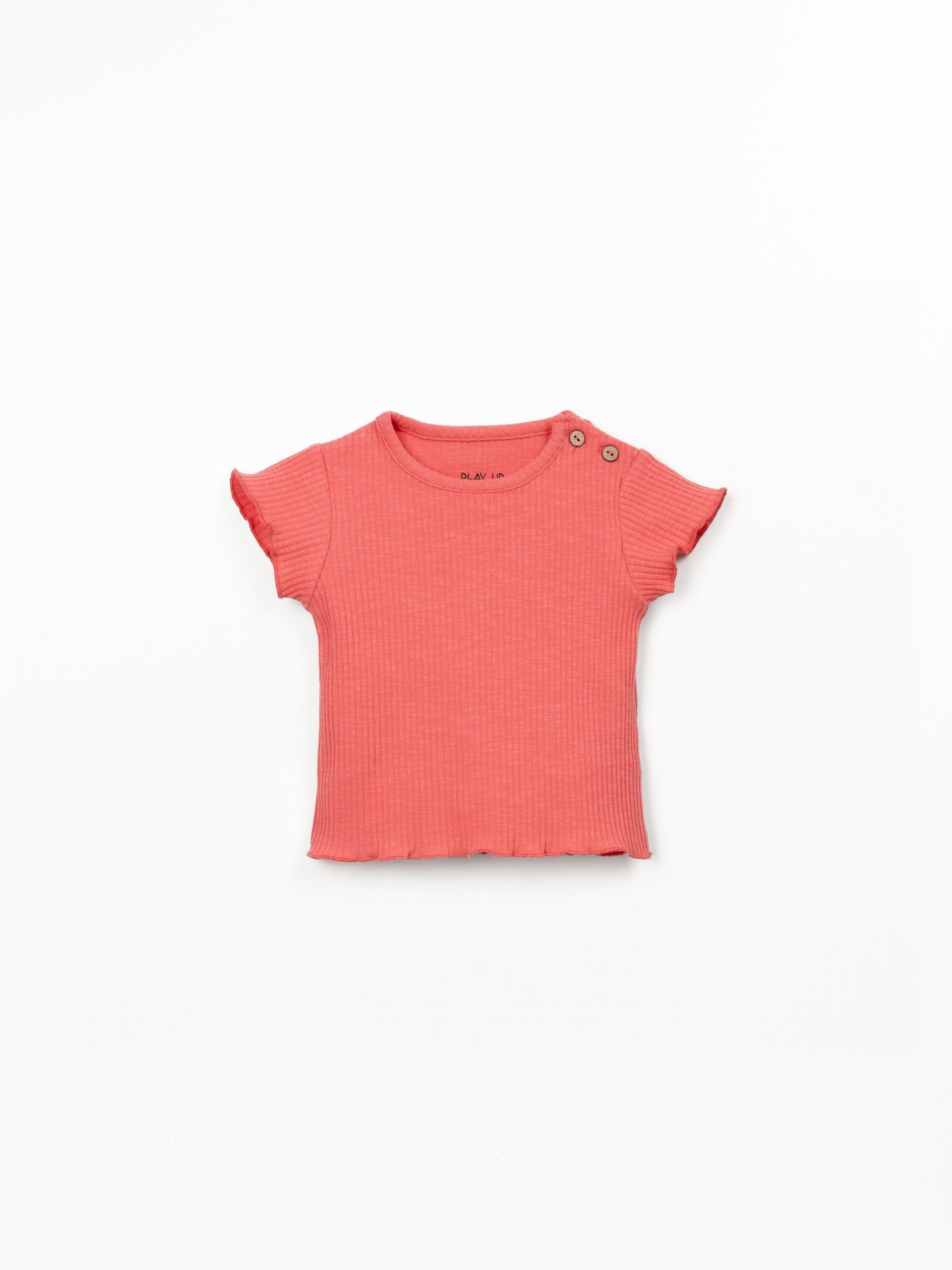 T-shirt em malha canelada de algodão orgânico