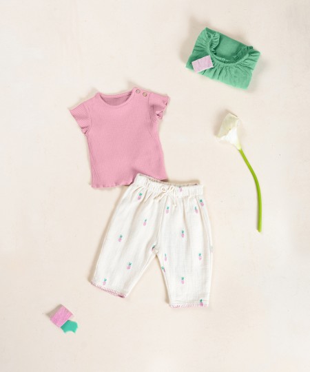 Camiseta de punto canalé de algodón orgánico