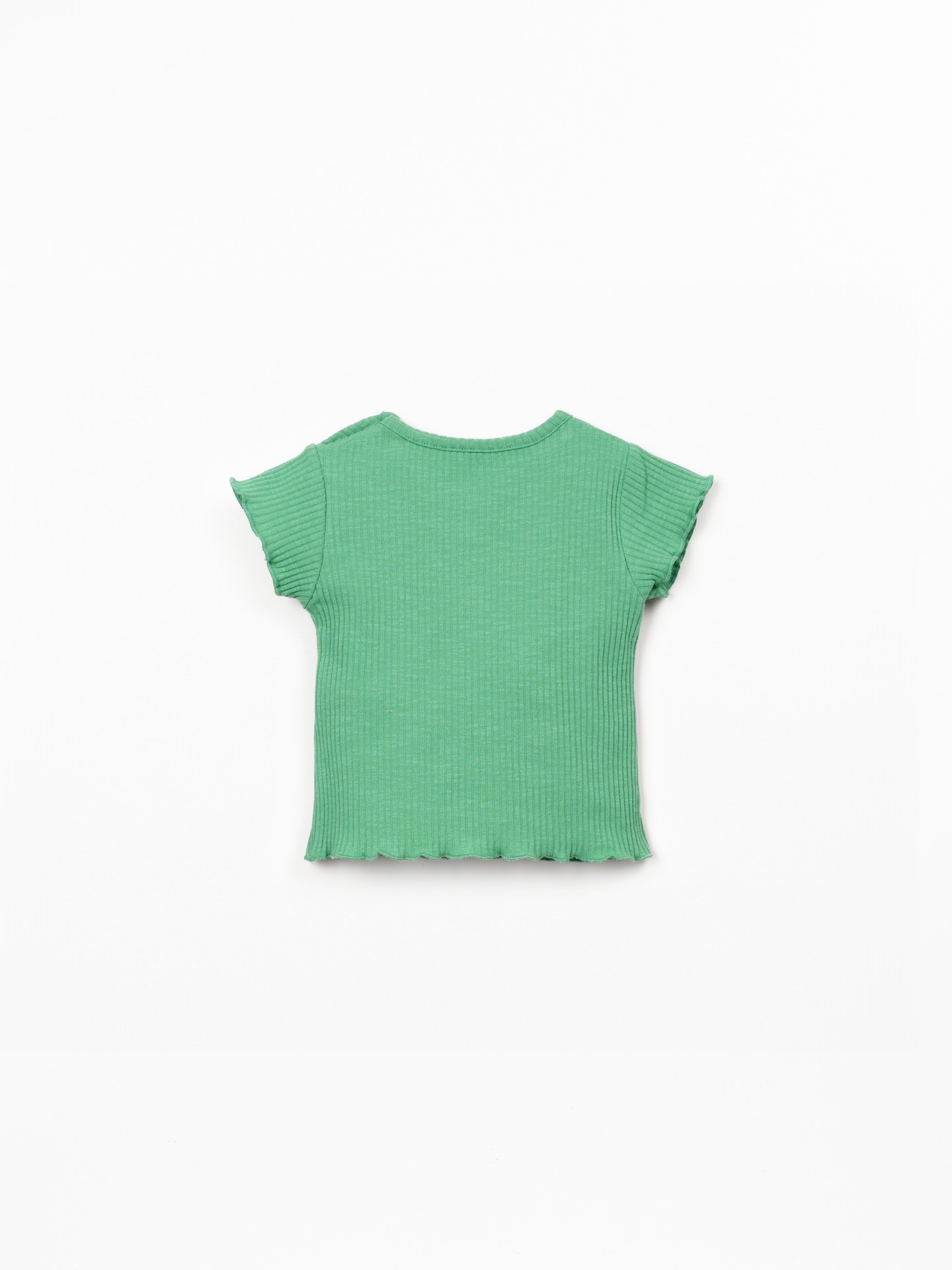 T-shirt em malha canelada de algodão orgânico