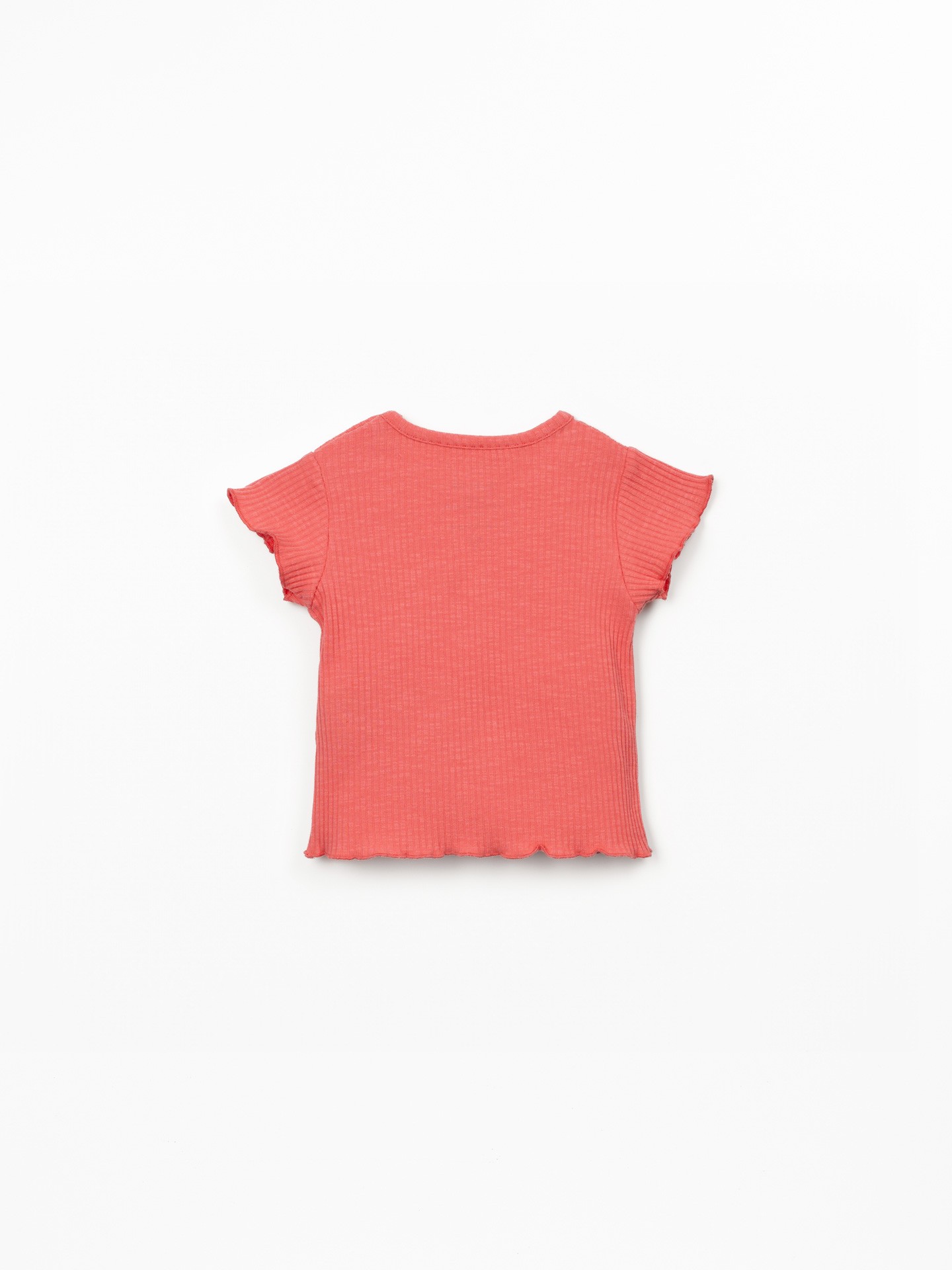 T-shirt em malha canelada de algodão orgânico