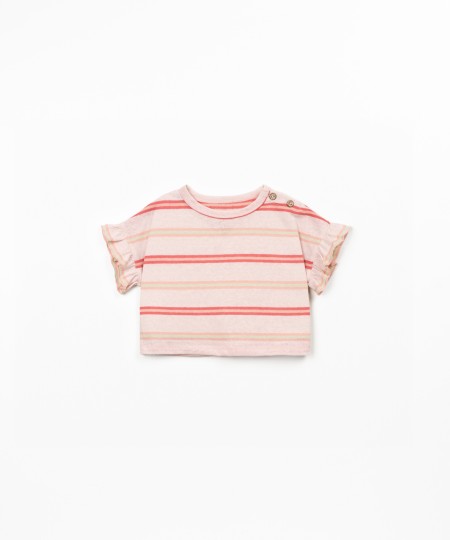 T-shirt in natural fibers with stripe pattern