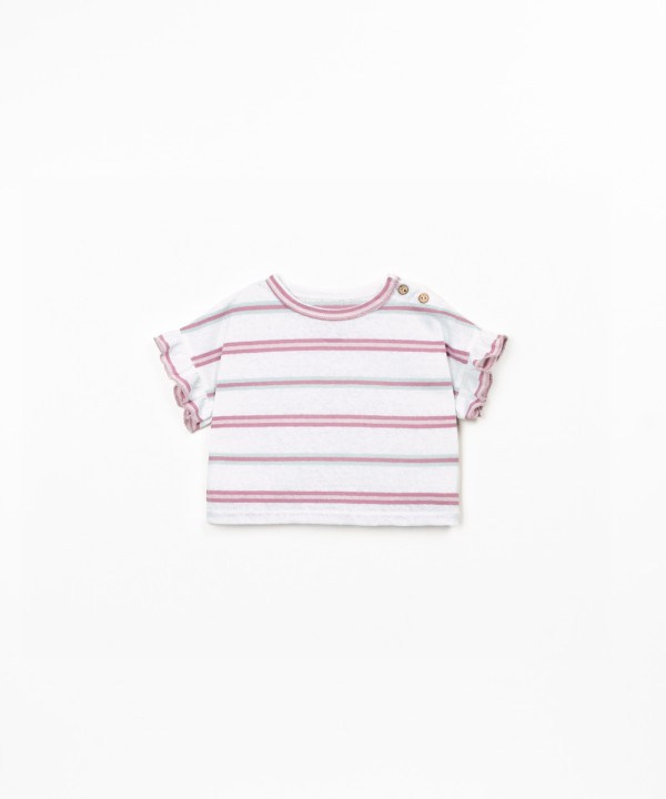 T-shirt in natural fibers with striped pattern