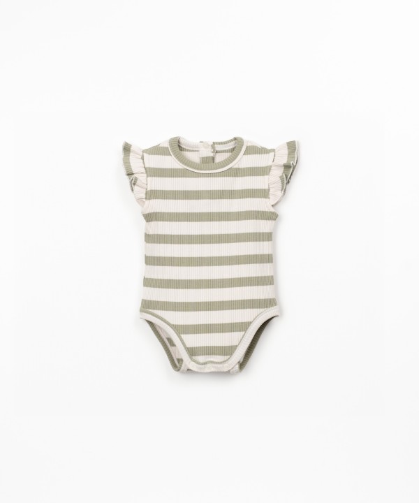 Ribbed jersey bodysuit with stripe pattern