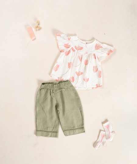 Túnica con estampado de tulipanes