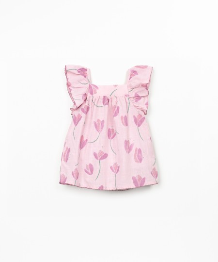 Vestido de tejido con estampado de tulipanes