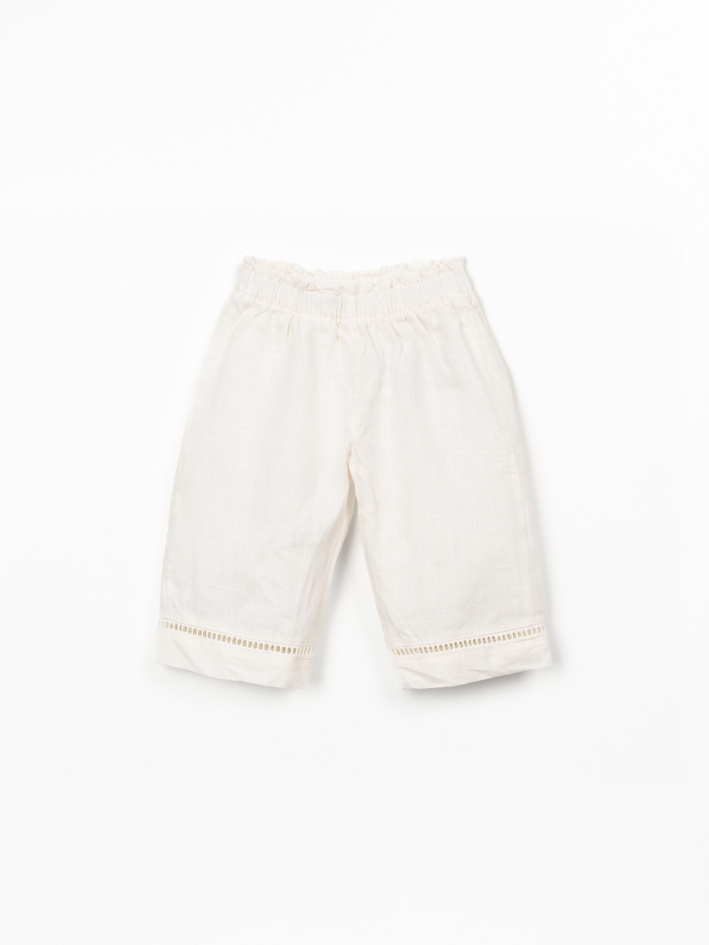 Linen trousers with elastic belt