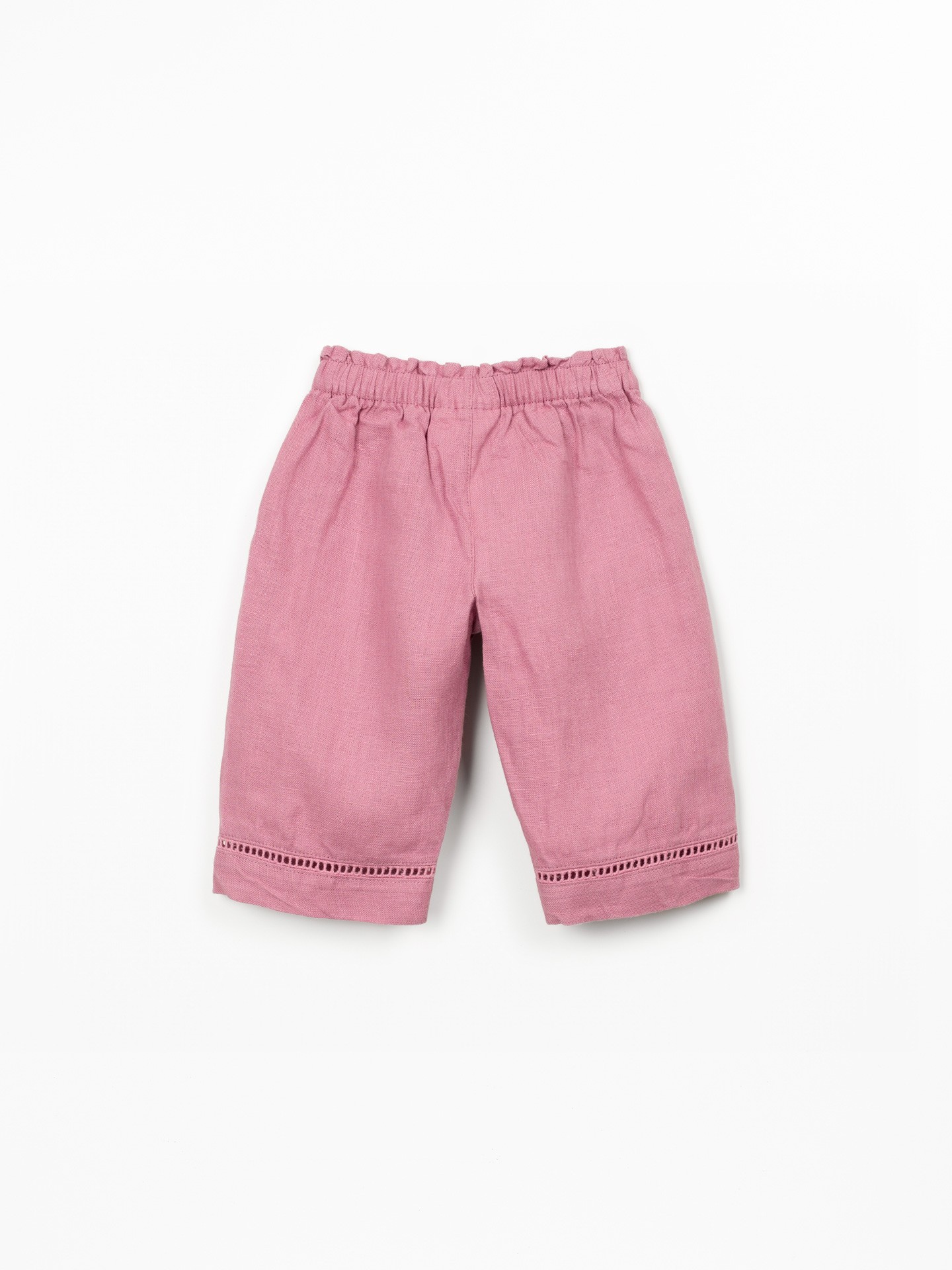 Linen trousers with elastic belt